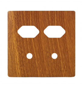 Placa p/ 2 Tomadas + Furo 4x4 - Novara Cumaru